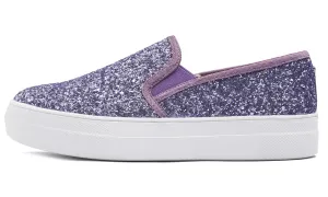 Feversole Women's Glitter Lavender Platform Slip On Sneaker Casual Flat Loafers