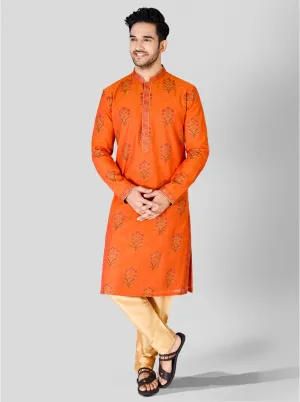 Orange Printed Kurta Set | Azania