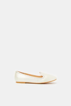 Senior Girls Ivory Embellished Loafer